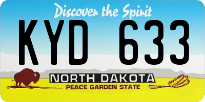 ND license plate KYD633