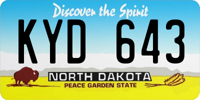 ND license plate KYD643