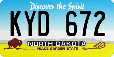 ND license plate KYD672