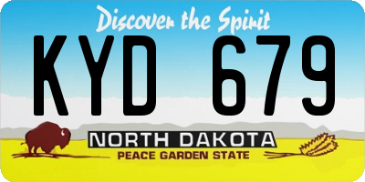 ND license plate KYD679