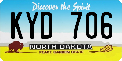 ND license plate KYD706