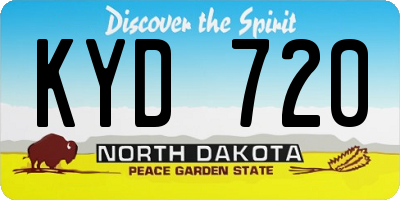 ND license plate KYD720