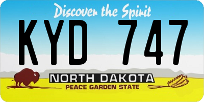 ND license plate KYD747