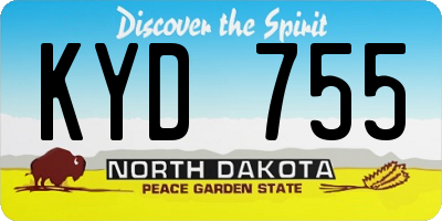 ND license plate KYD755