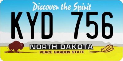 ND license plate KYD756