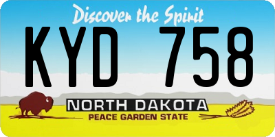 ND license plate KYD758