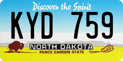ND license plate KYD759