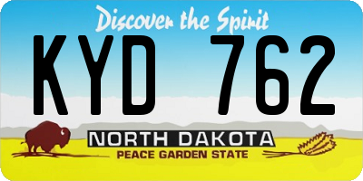 ND license plate KYD762