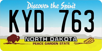 ND license plate KYD763