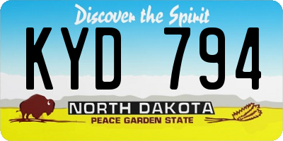 ND license plate KYD794