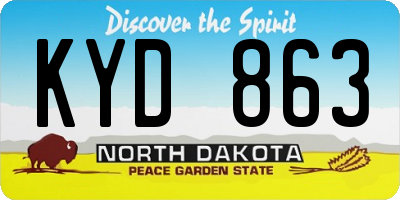 ND license plate KYD863