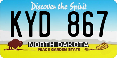 ND license plate KYD867