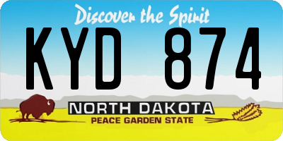 ND license plate KYD874