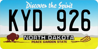 ND license plate KYD926