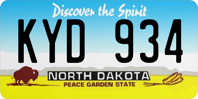 ND license plate KYD934