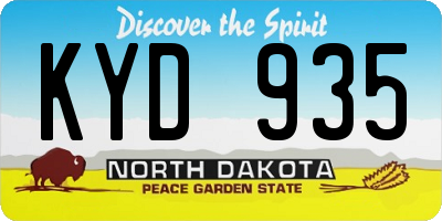 ND license plate KYD935