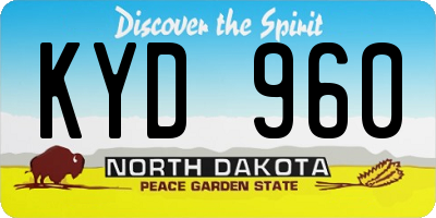 ND license plate KYD960