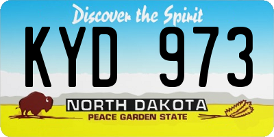 ND license plate KYD973