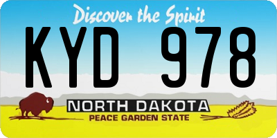 ND license plate KYD978