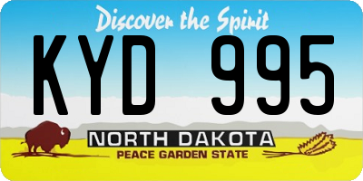 ND license plate KYD995