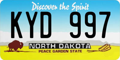 ND license plate KYD997
