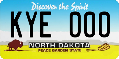 ND license plate KYE000