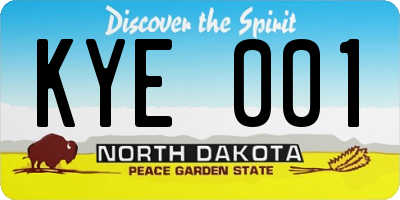 ND license plate KYE001