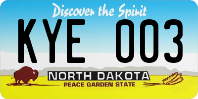 ND license plate KYE003