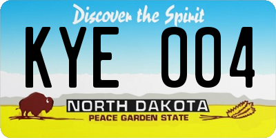 ND license plate KYE004
