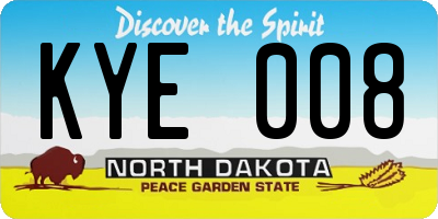 ND license plate KYE008