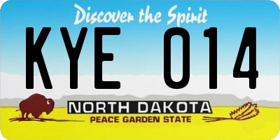ND license plate KYE014