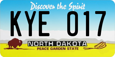 ND license plate KYE017