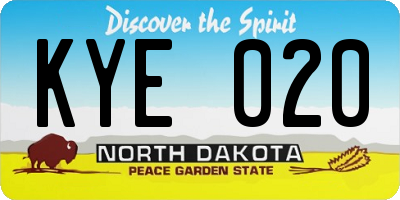 ND license plate KYE020