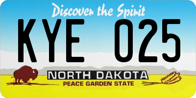 ND license plate KYE025