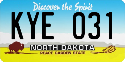 ND license plate KYE031