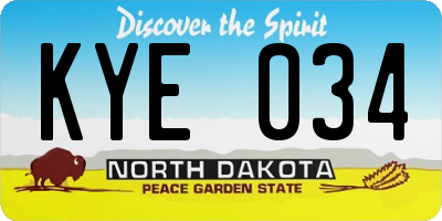 ND license plate KYE034