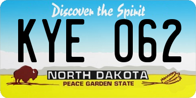 ND license plate KYE062