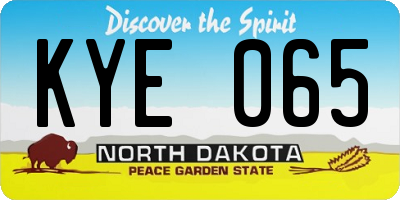 ND license plate KYE065
