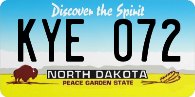 ND license plate KYE072