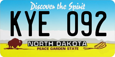 ND license plate KYE092