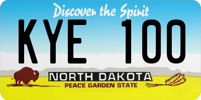 ND license plate KYE100