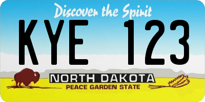 ND license plate KYE123
