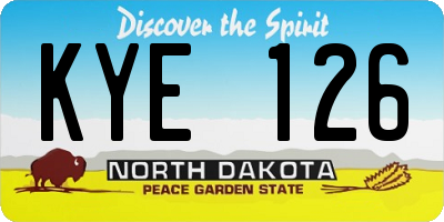 ND license plate KYE126