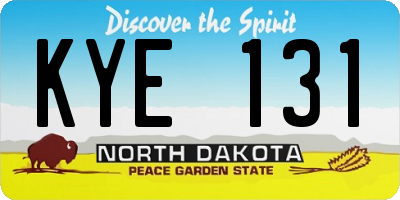 ND license plate KYE131