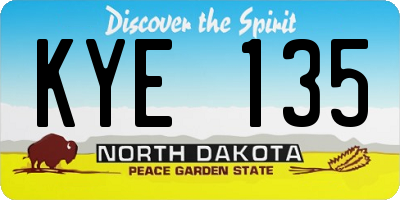 ND license plate KYE135