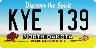 ND license plate KYE139