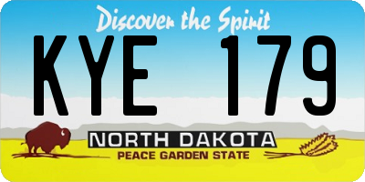 ND license plate KYE179