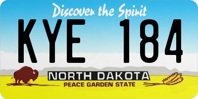 ND license plate KYE184