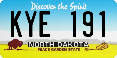 ND license plate KYE191