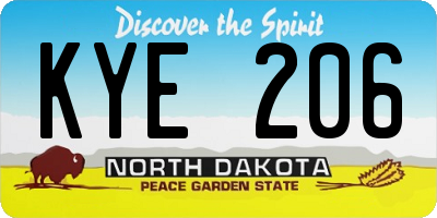 ND license plate KYE206